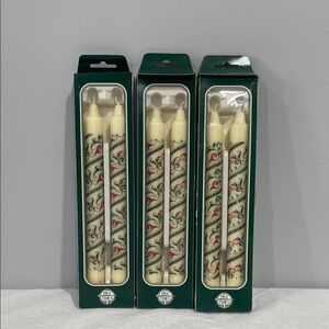 Past Times Vintage Decorative Taper Candles with Medieval script design set of 6